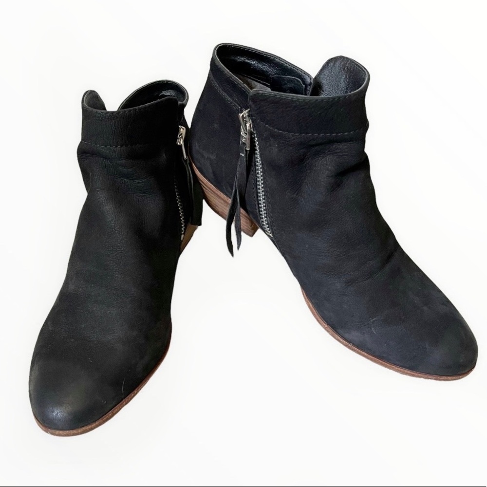 SAM EDELMAN PACKER Black Nubuck Burnished Leather Ankle Boots Booties Bl… - Picture 7 of 16